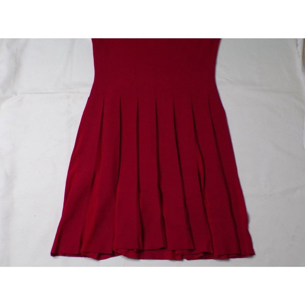 THEORY Pleated Knit Tee Flare Dress Red Large NEW $455 - Picture 10 of 10